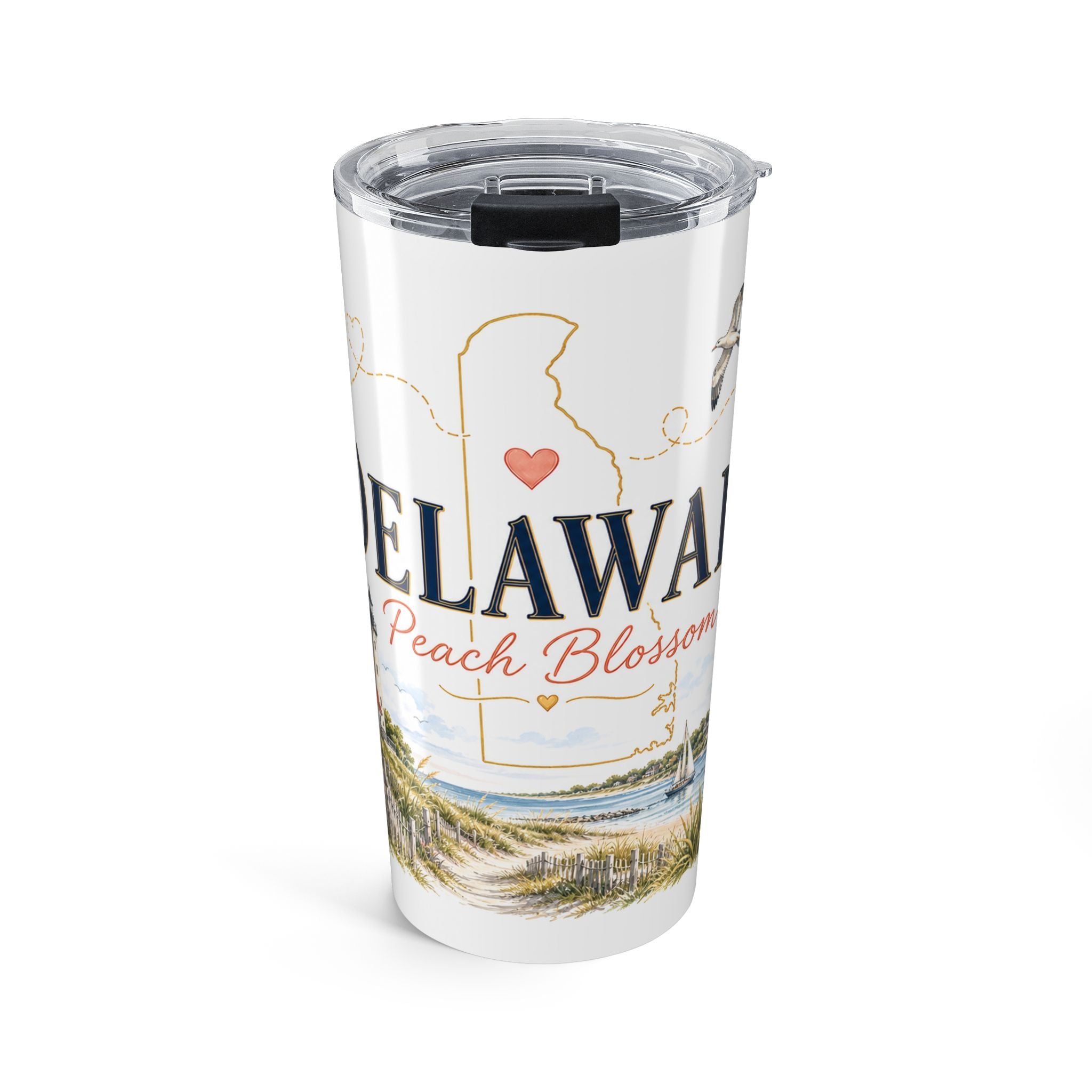 Delaware State Flower 20oz Tumbler | Peach Blossom Botanical State Flower Gift | Insulated Stainless Steel Travel Cup
