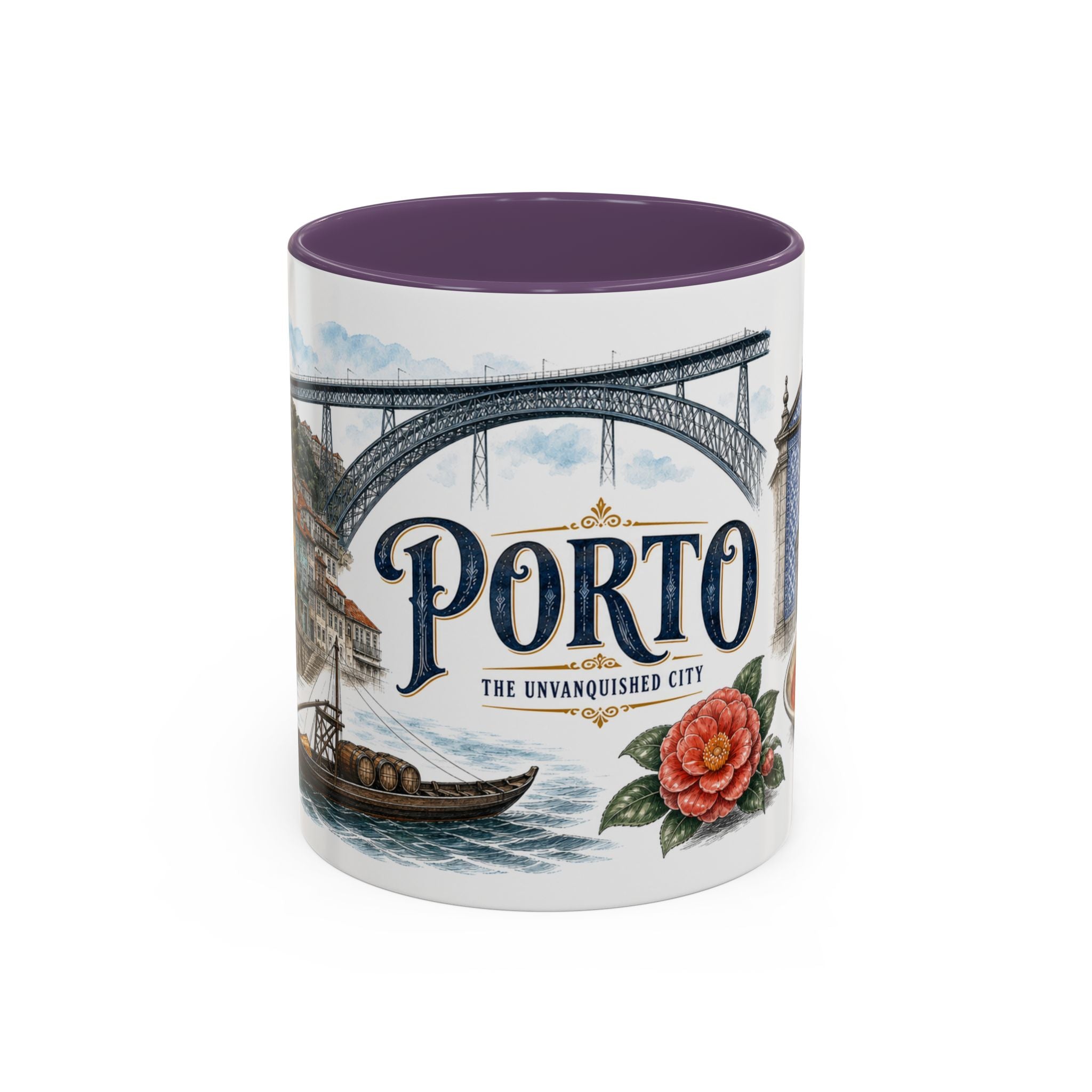 Porto Coffee Mug | Portugal Travel Souvenir | Vintage Illustrated City Gift | 11 oz 15 oz Accent Mug
