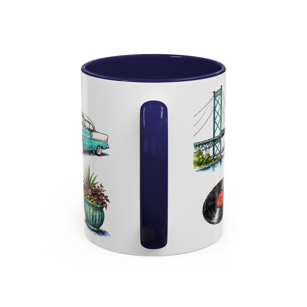 Detroit Illustrated Travel Mug | City Souvenir Accent Coffee Mug | 11oz 15oz Ceramic Cup