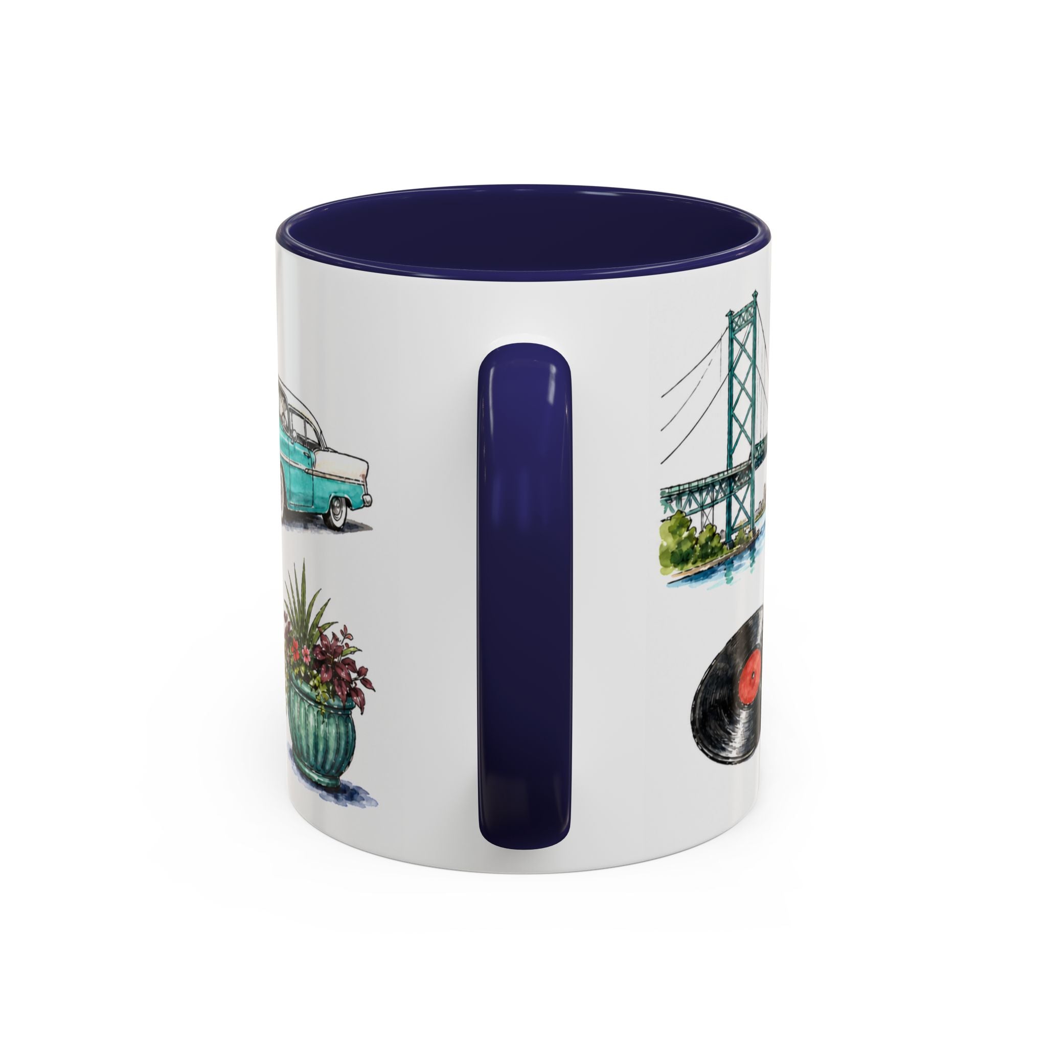 Detroit Illustrated Travel Mug | City Souvenir Accent Coffee Mug | 11oz 15oz Ceramic Cup