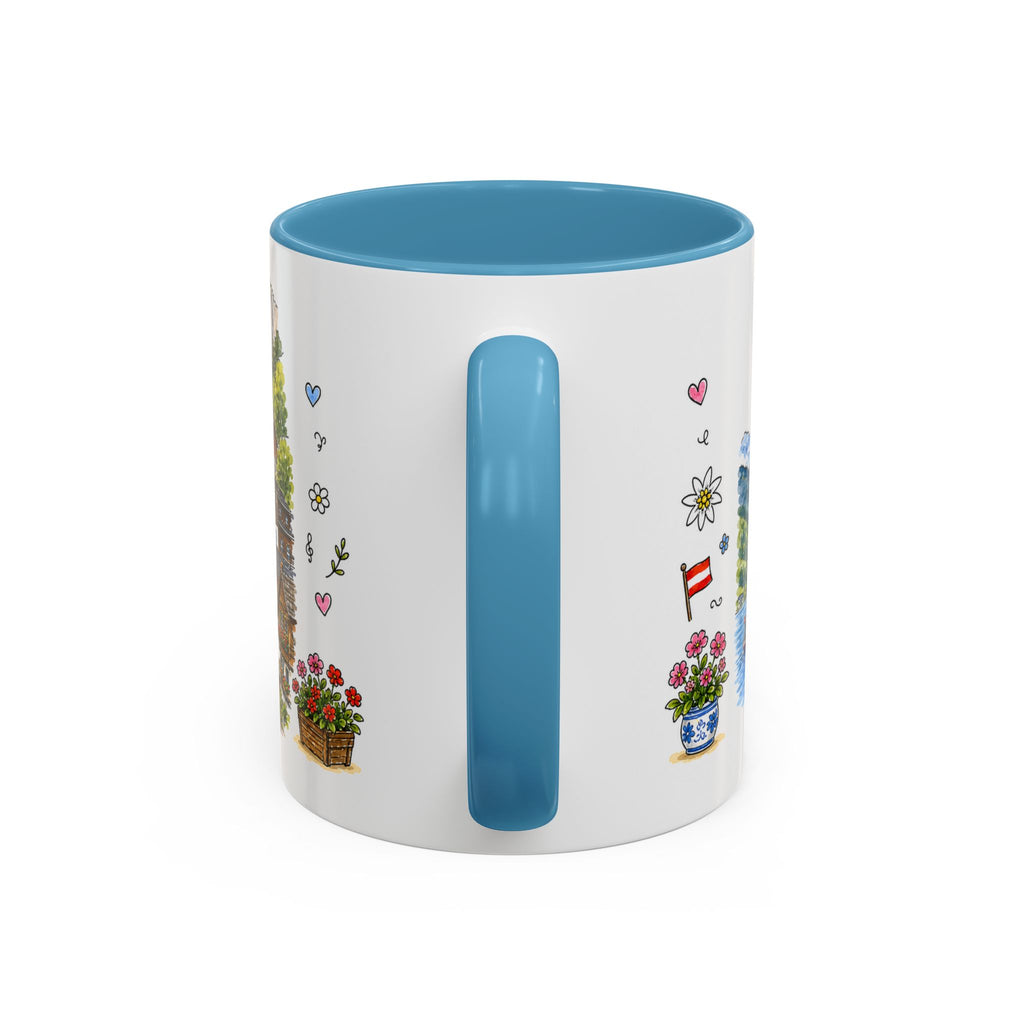 Hallstatt Illustrated Travel Mug | Austria Souvenir Accent Coffee Mug | 11oz 15oz Ceramic Cup