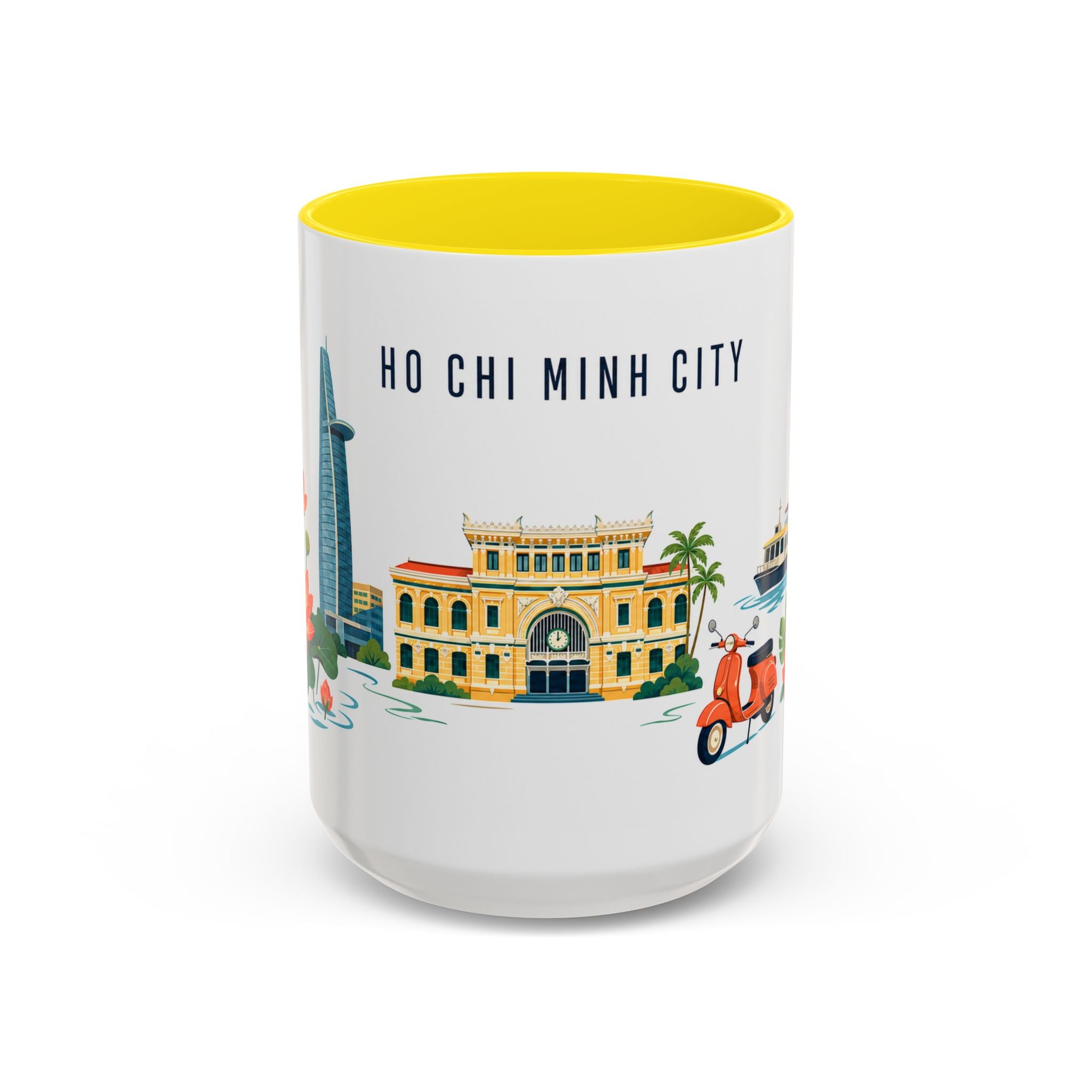Ho Chi Minh City Coffee Mug | Vietnam Travel Souvenir | Porcelain Decal City Gift | 11oz 15oz Accent Mug