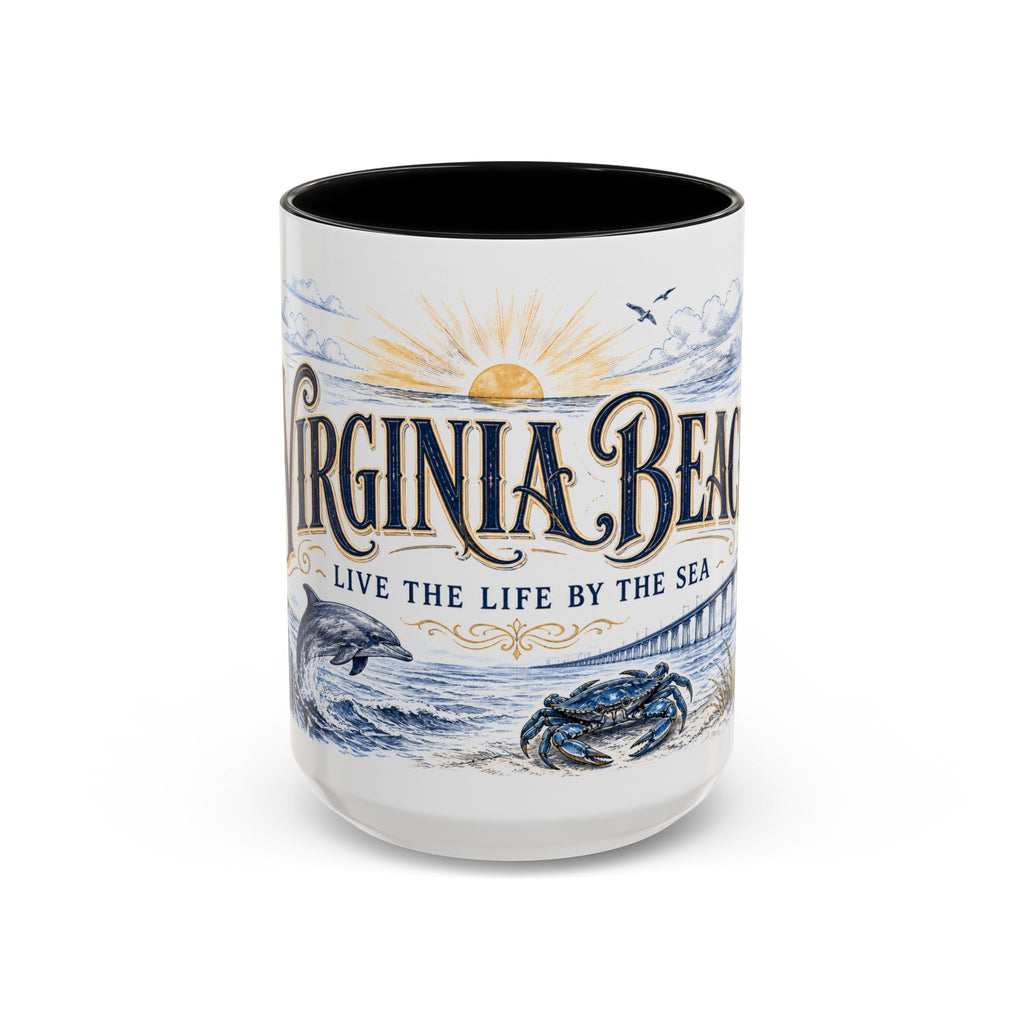 Virginia Beach Coffee Mug | United States Travel Souvenir | Vintage Illustrated City Gift | 11 oz 15 oz Accent Mug