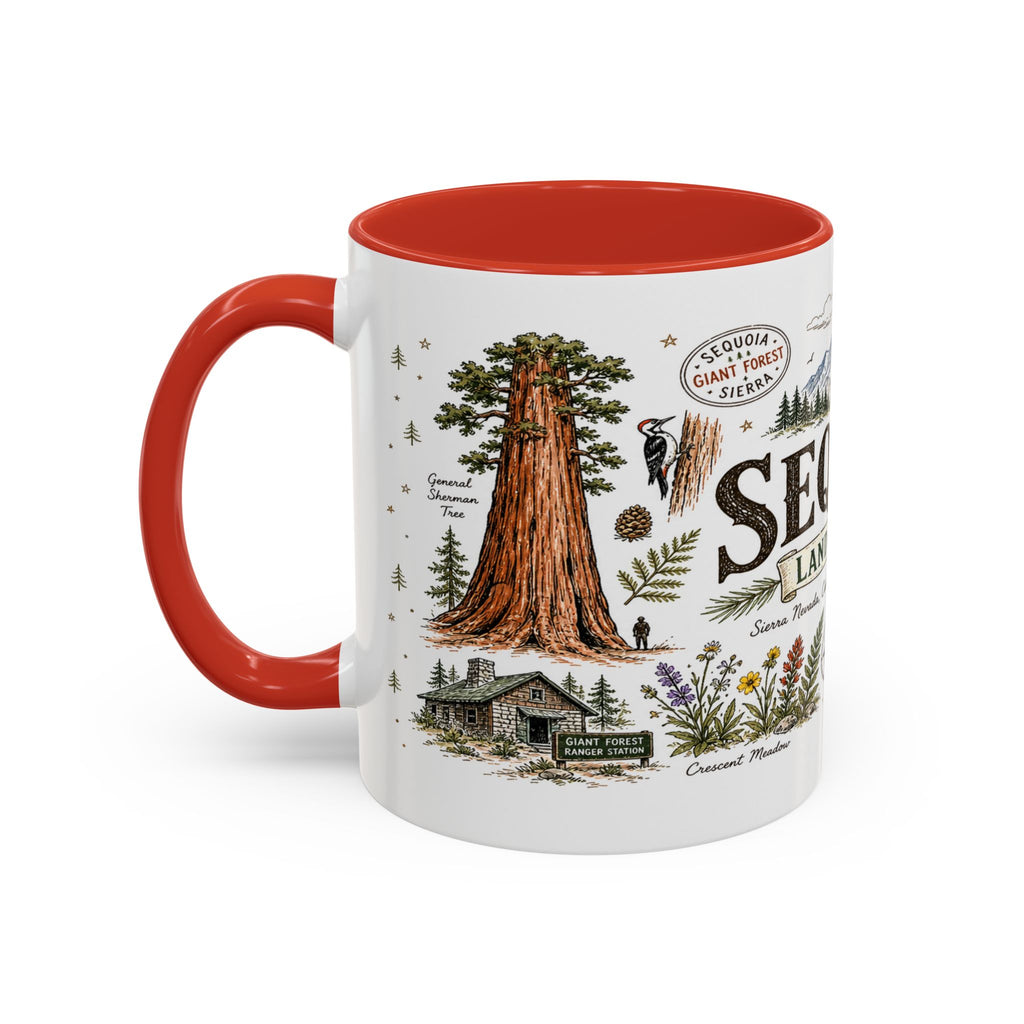 Sequoia Coffee Mug | National Park Hiking California Gift | Accent Color Ceramic 11oz 15oz