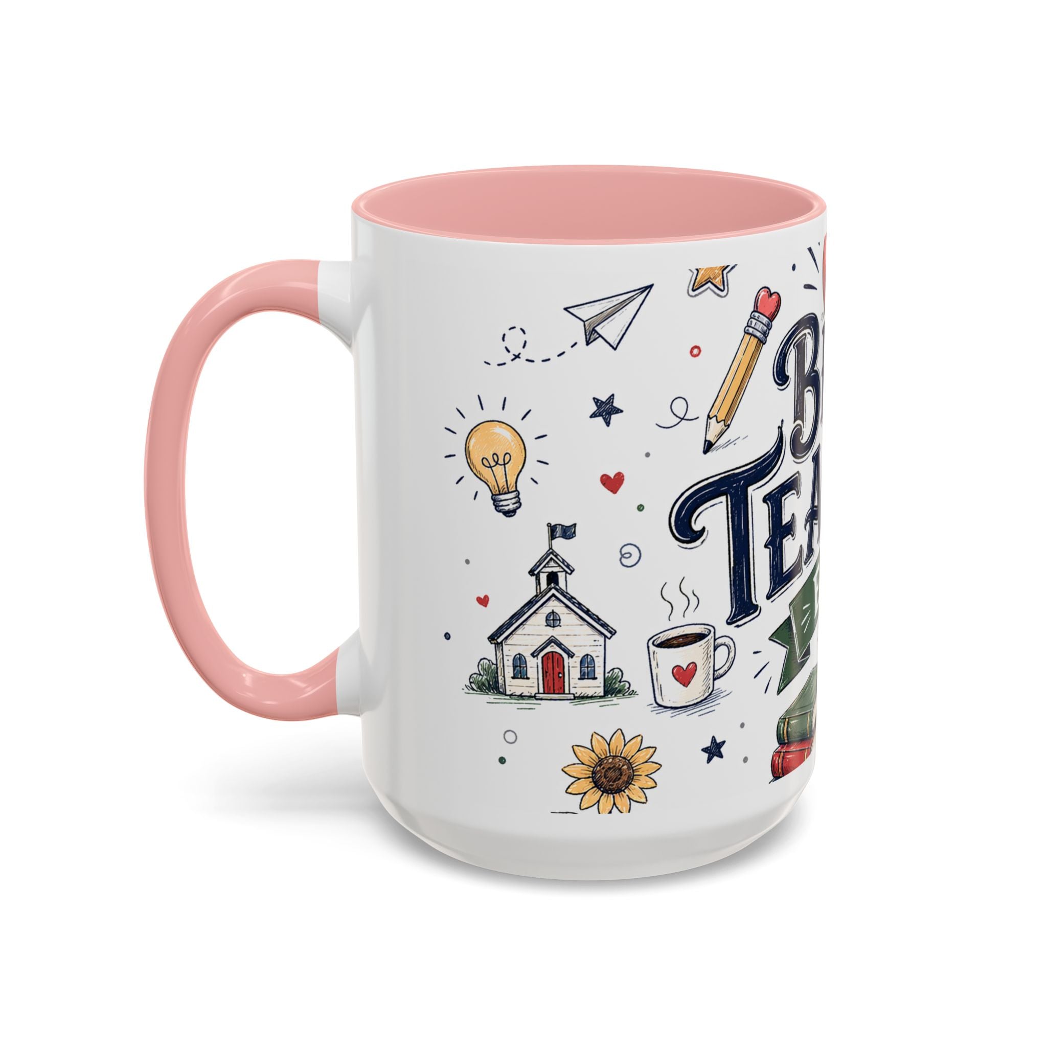 Best Teacher Ever Coffee Mug | Teacher Appreciation Gift | Accent Color Ceramic 11oz 15oz