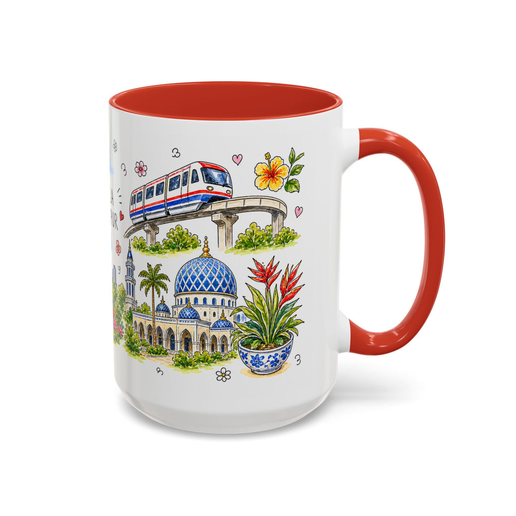 Kuala Lumpur Illustrated Travel Mug | City Souvenir Accent Coffee Mug | 11oz 15oz Ceramic Cup