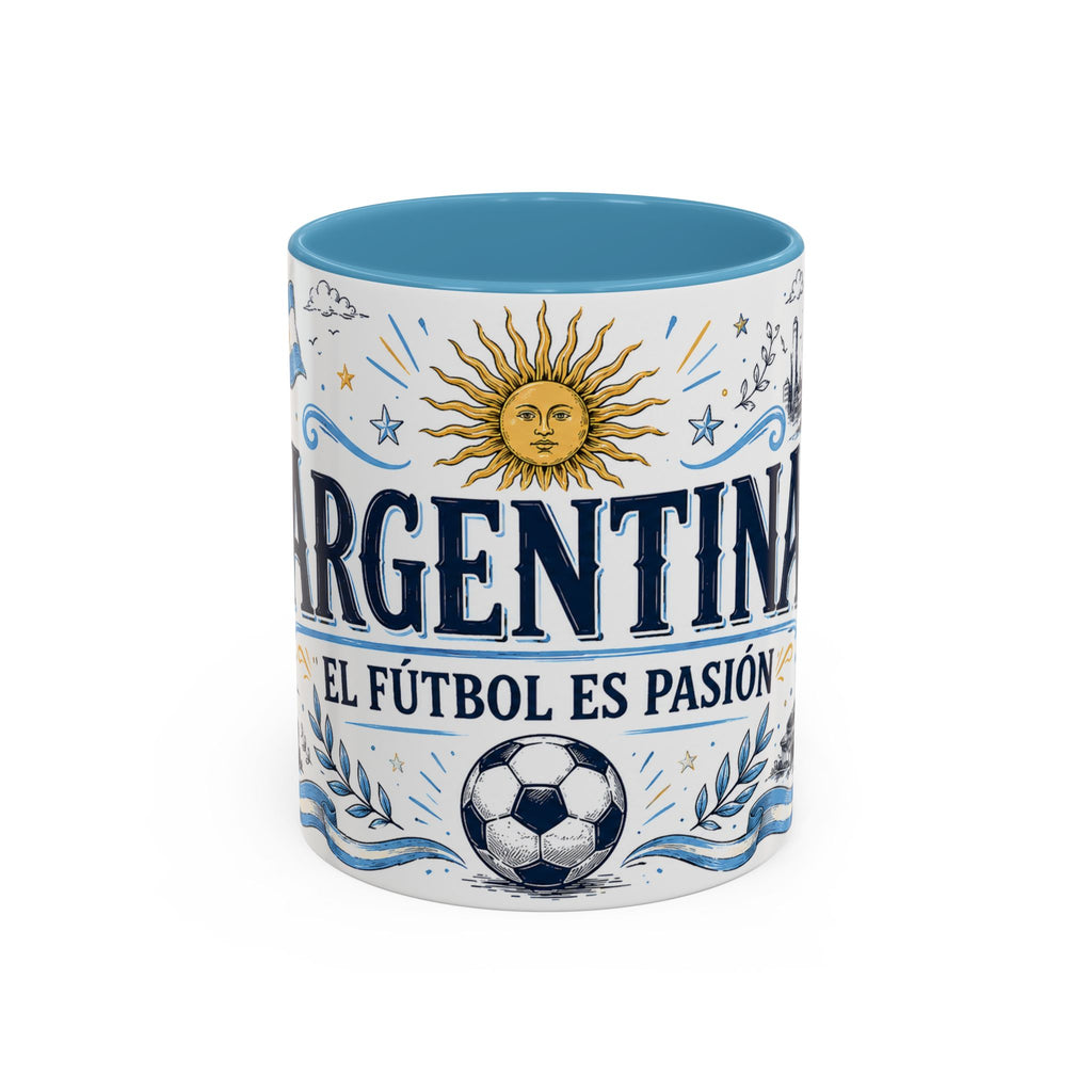 Argentina Soccer Coffee Mug | Soccer Fan Gift | Accent Color Ceramic 11oz 15oz Match Day Cup