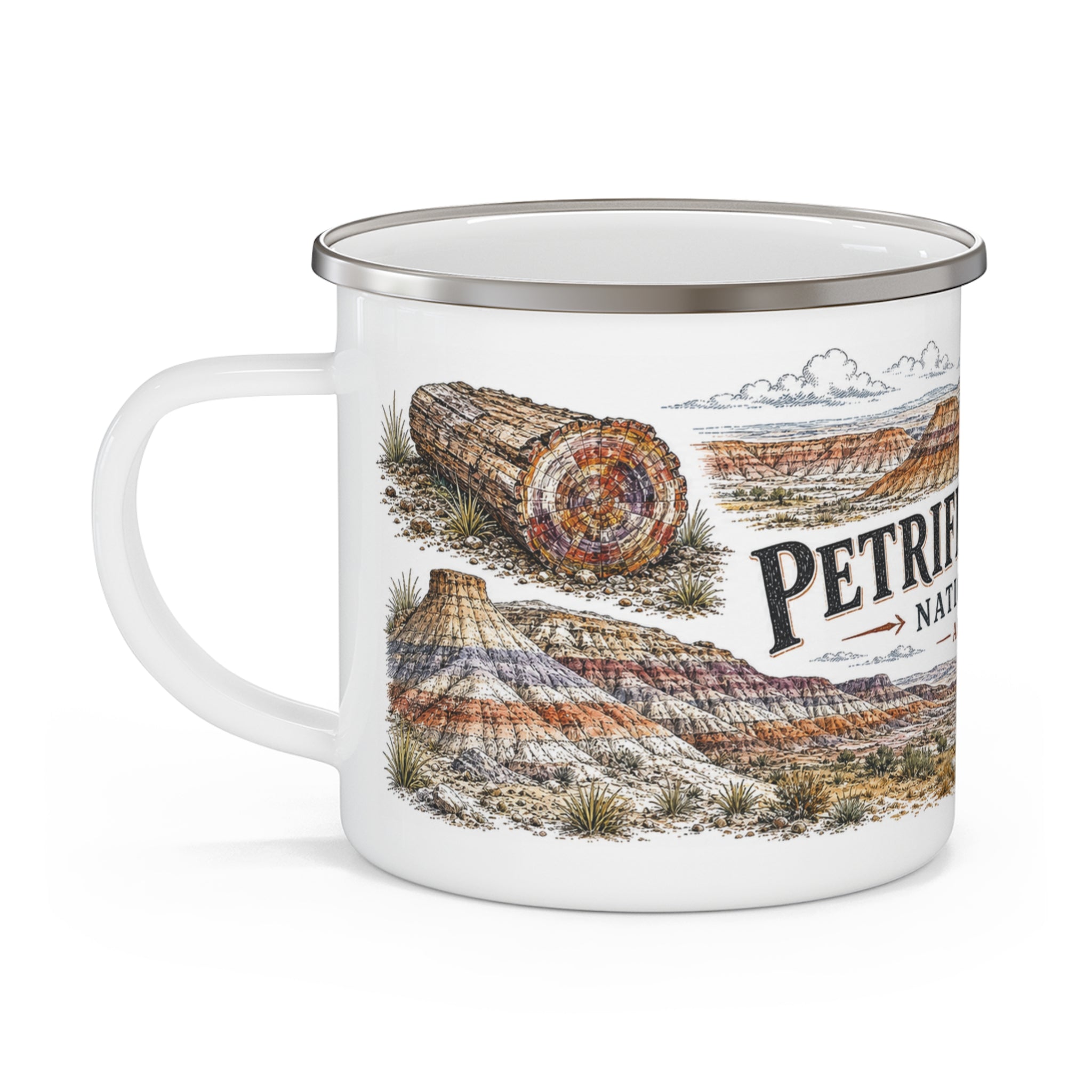 Petrified Forest National Park Vintage Enamel Camping Mug | 12oz National Park Hiking Gift
