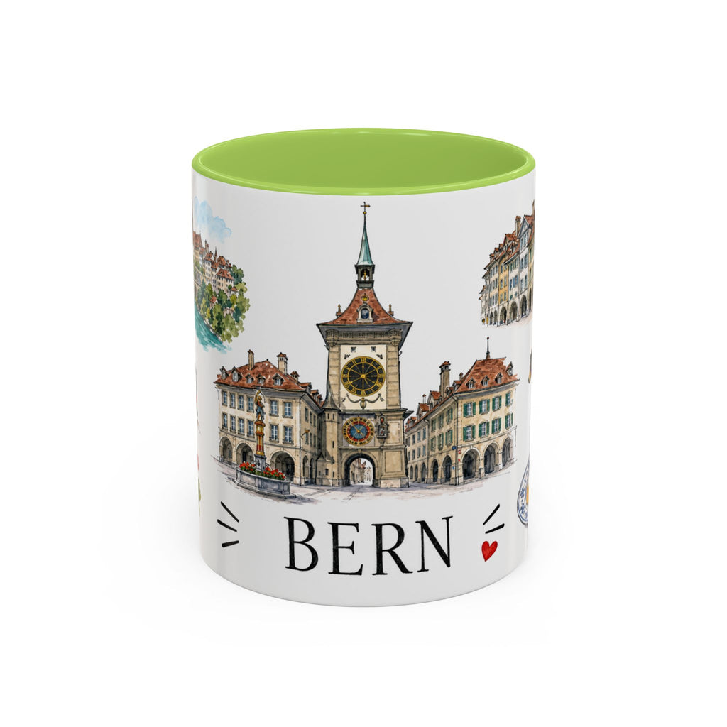 Bern Illustrated Travel Mug | City Souvenir Accent Coffee Mug | 11oz 15oz Ceramic Cup