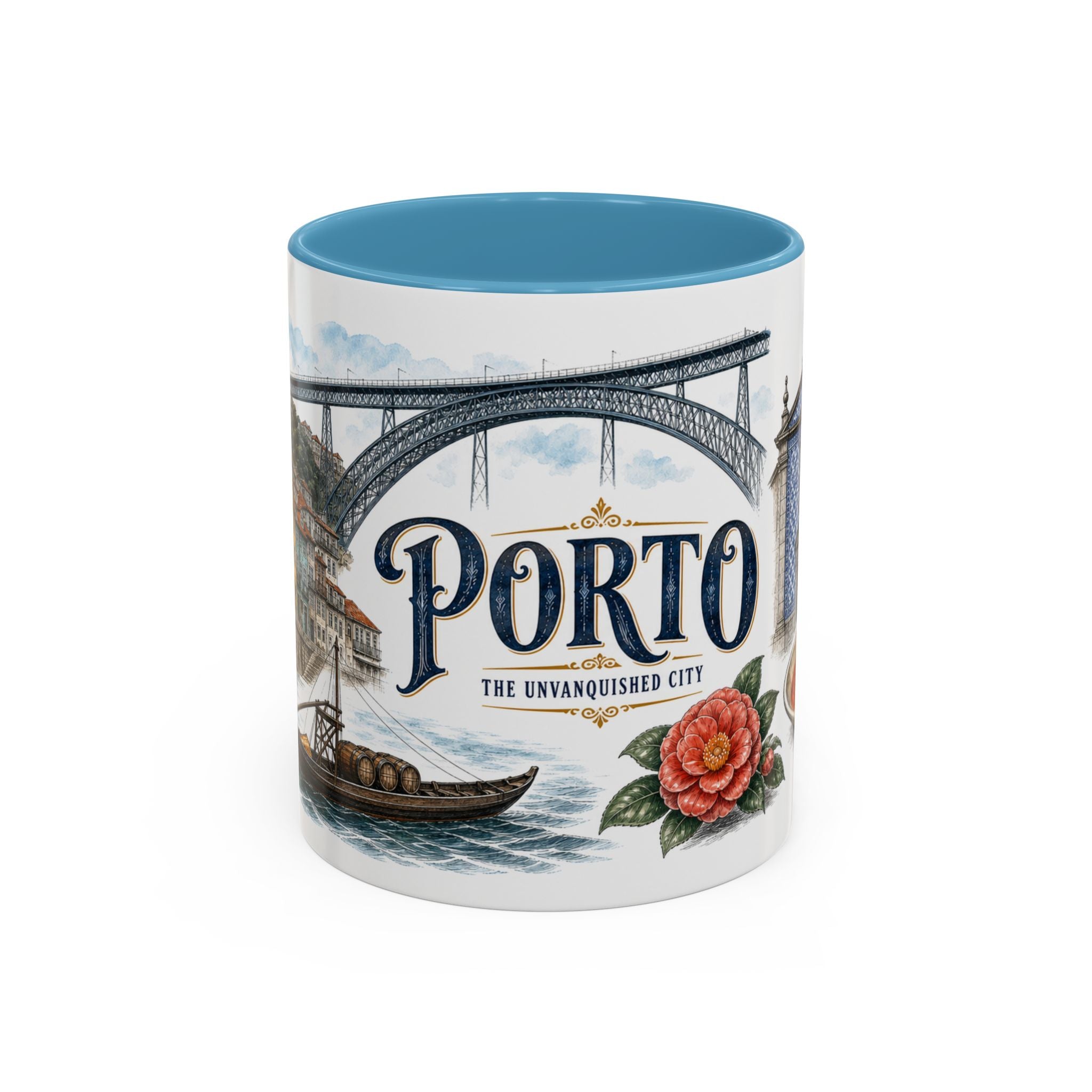 Porto Coffee Mug | Portugal Travel Souvenir | Vintage Illustrated City Gift | 11 oz 15 oz Accent Mug