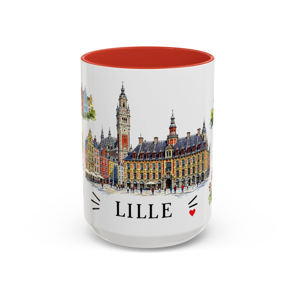 Lille Illustrated Travel Mug | City Souvenir Accent Coffee Mug | 11oz 15oz Ceramic Cup