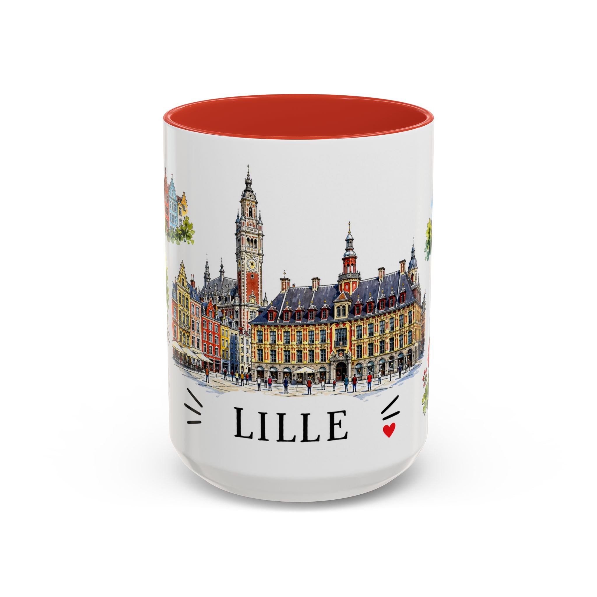 Lille Illustrated Travel Mug | City Souvenir Accent Coffee Mug | 11oz 15oz Ceramic Cup