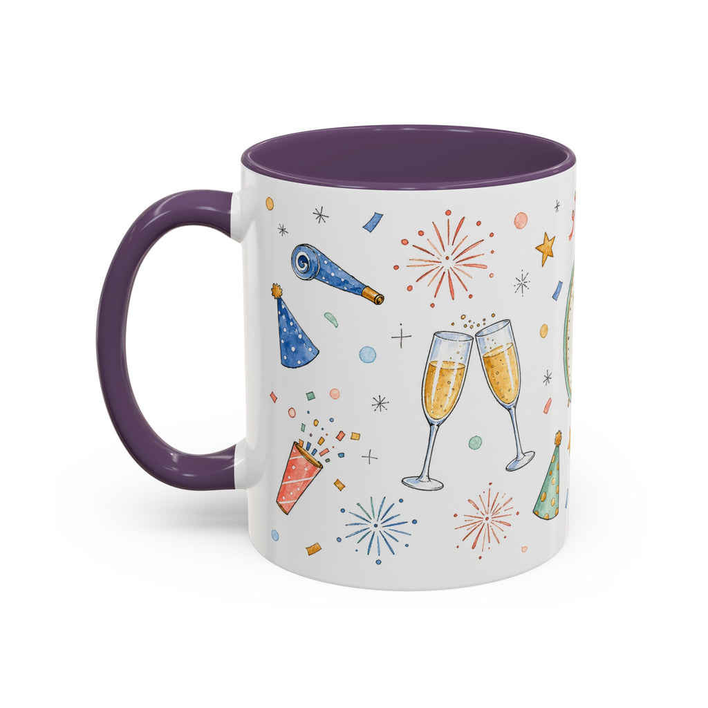 New Year Sparkler Mug | Champagne Toast Watercolor Party Gift | Accent Cup 11oz 15oz