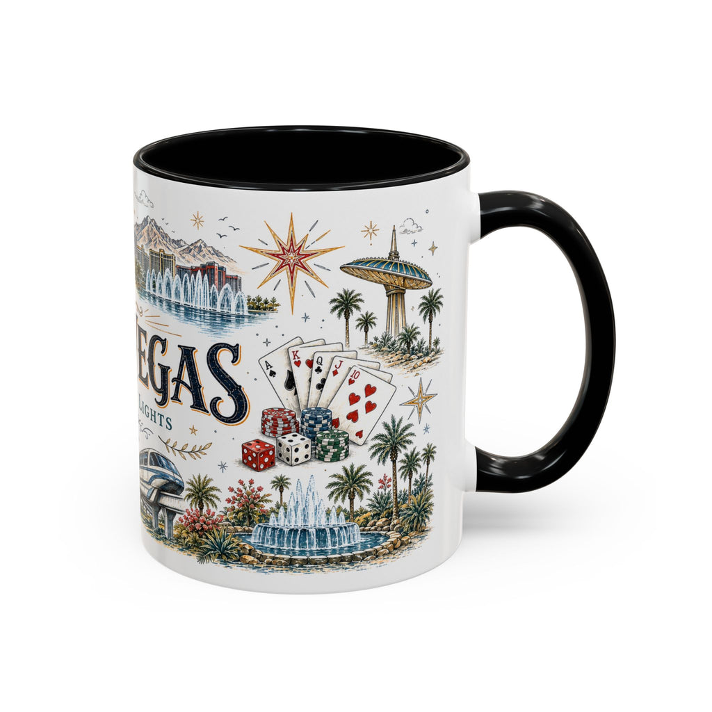 Las Vegas Coffee Mug | United States Travel Souvenir | Vintage Illustrated City Gift | 11 oz 15 oz Accent Mug