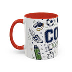 Coach Best Dad On The Field Coffee Mug | Father's Day Gift for Dad | Accent Color Ceramic 11oz 15oz