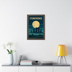 Stonehenge United Kingdom Framed Poster | Vintage Travel Wall Art | Black Walnut White Frame | 16x24 20x30