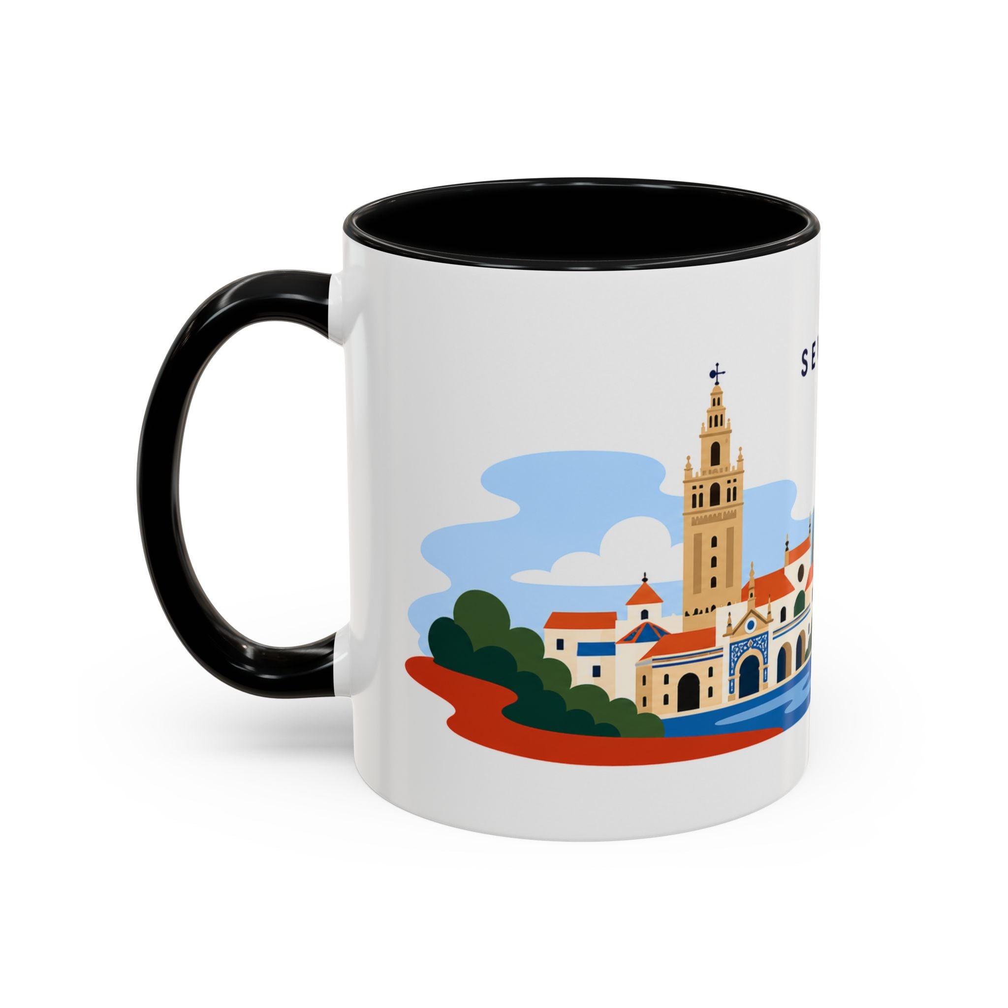 Seville Coffee Mug | Travel Destination Souvenir Gift | Accent Color Ceramic 11oz 15oz