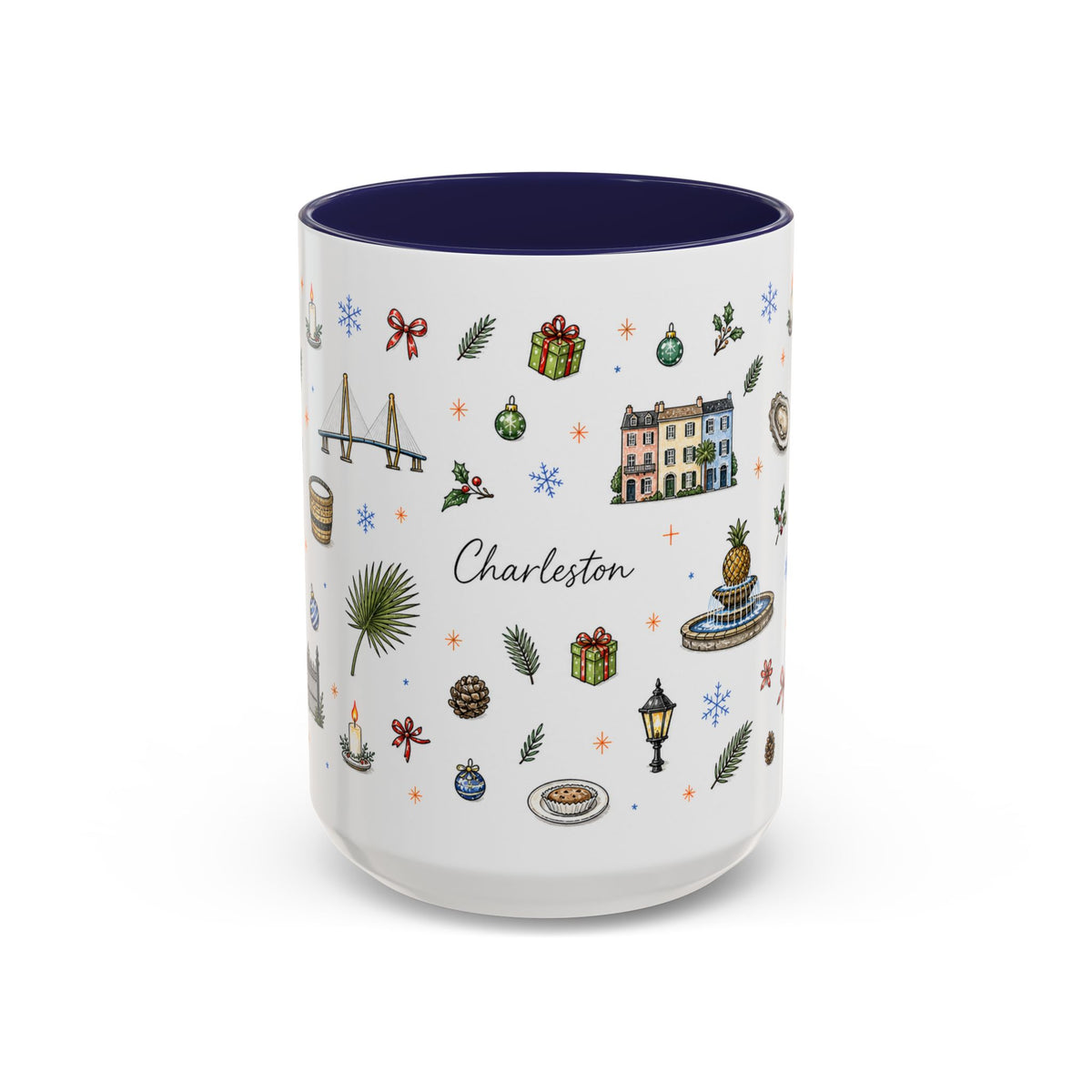 Charleston Christmas Mug | Watercolor City Souvenir, Holiday Travel Gift (11oz/15oz)