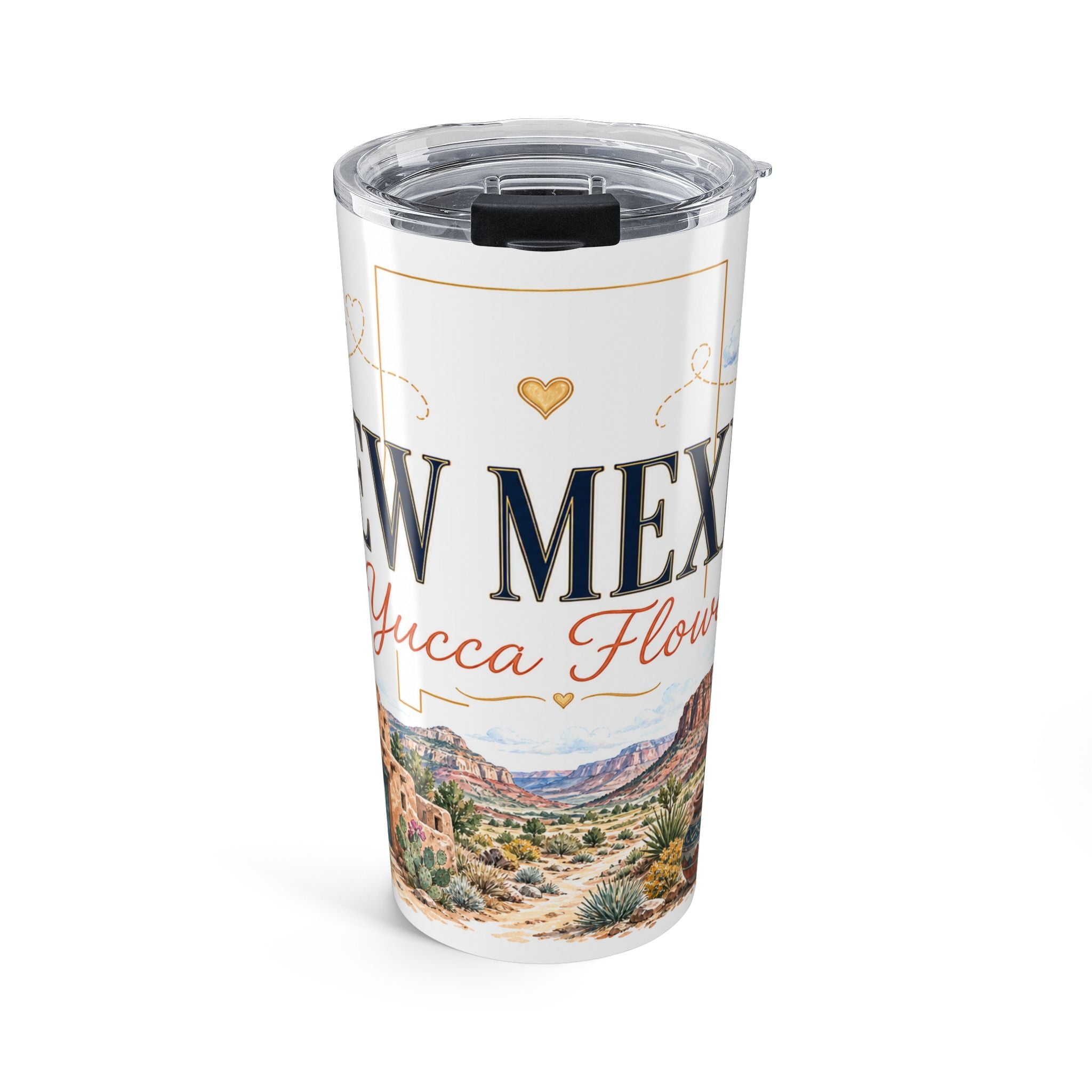 New Mexico State Flower 20oz Tumbler | Yucca Flower Botanical State Flower Gift | Insulated Stainless Steel Travel Cup