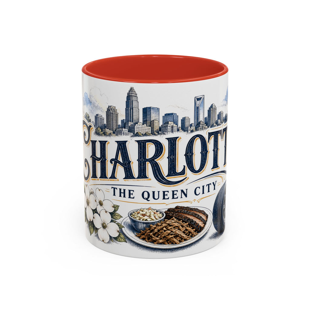 Charlotte Coffee Mug | United States Travel Souvenir | Vintage Illustrated City Gift | 11 oz 15 oz Accent Mug