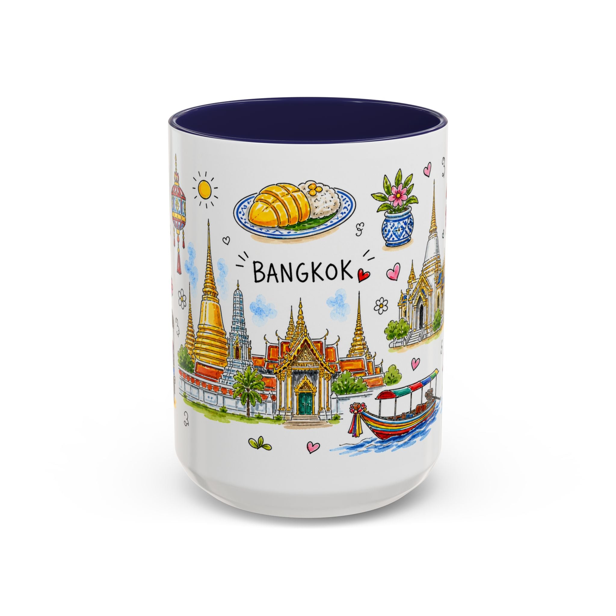 Bangkok Illustrated Travel Mug | City Souvenir Accent Coffee Mug | 11oz 15oz Ceramic Cup
