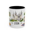 Lyon Illustrated Travel Mug | City Souvenir Accent Coffee Mug | 11oz 15oz Ceramic Cup