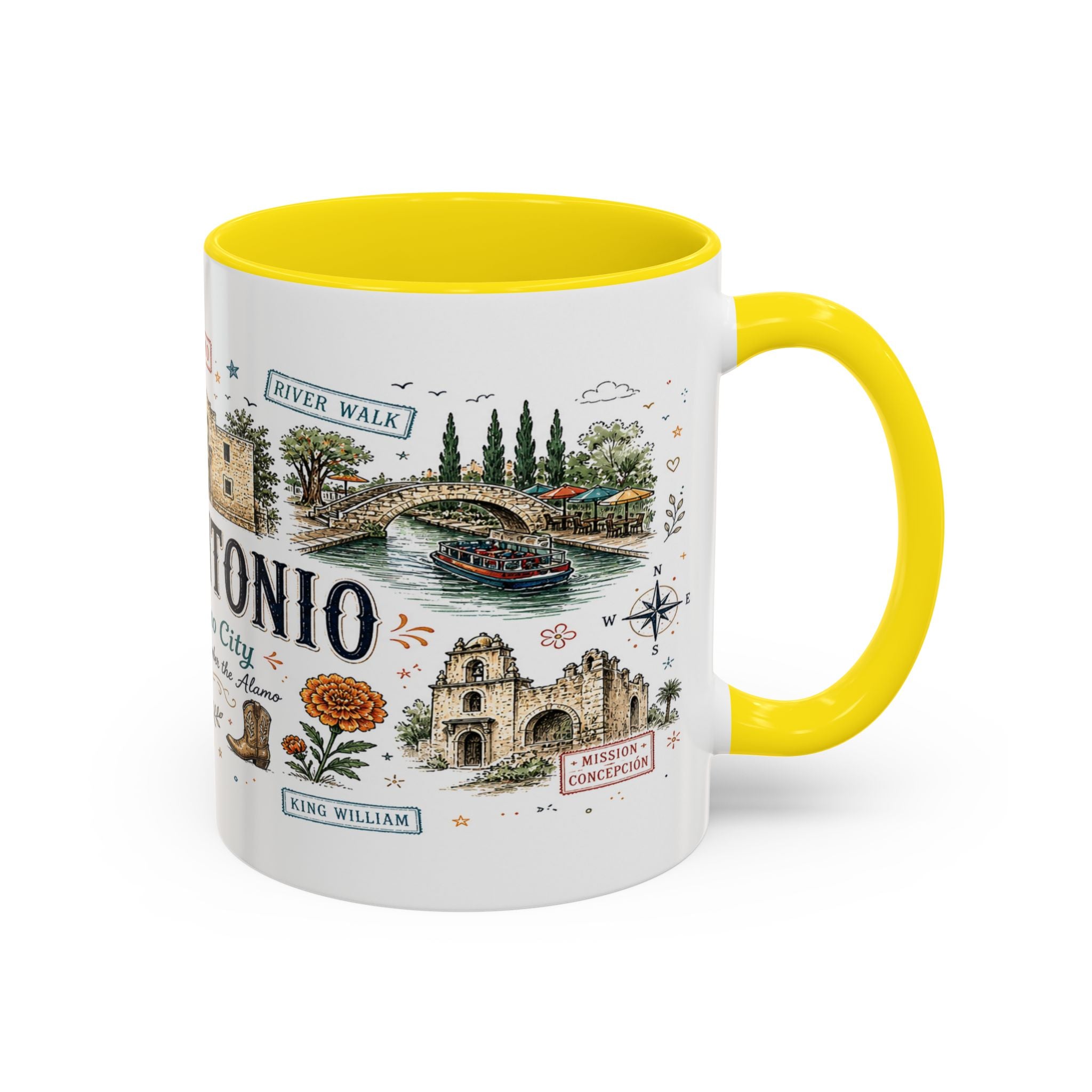 San Antonio Coffee Mug | Texas Souvenir City Gift | Accent Color Ceramic 11oz 15oz