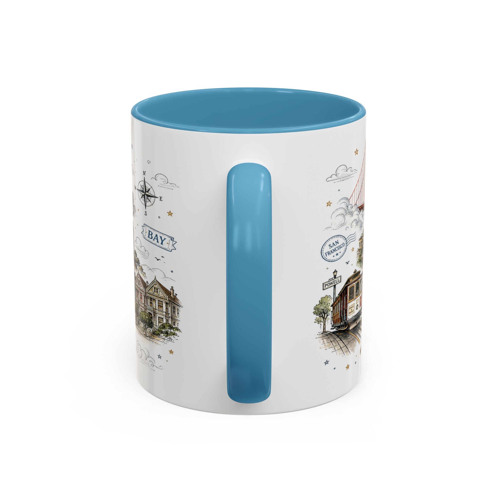 San Francisco Coffee Mug | California Souvenir Travel Gift | Accent Color Ceramic 11oz 15oz