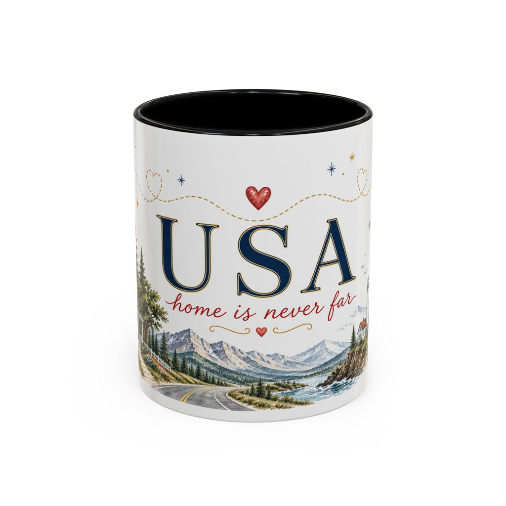 USA Home Country Mug | Moving Away Gift | Long Distance Friendship | 11 oz 15 oz Accent Mug