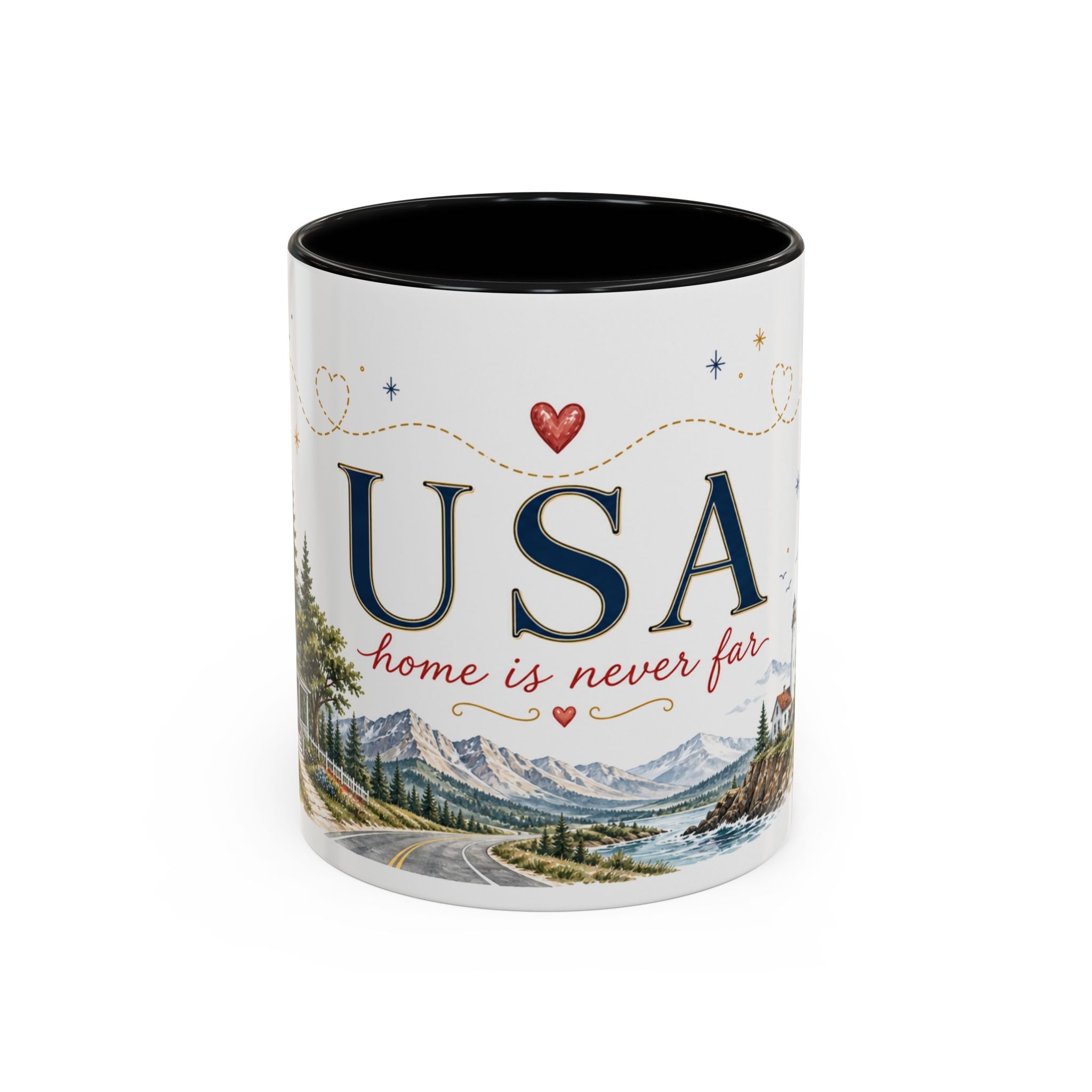 USA Home Country Mug | Moving Away Gift | Long Distance Friendship | 11 oz 15 oz Accent Mug