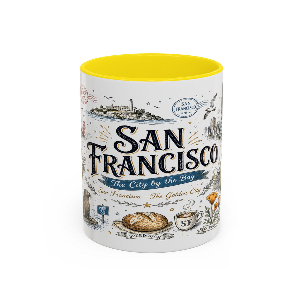 San Francisco Coffee Mug | California Souvenir Travel Gift | Accent Color Ceramic 11oz 15oz