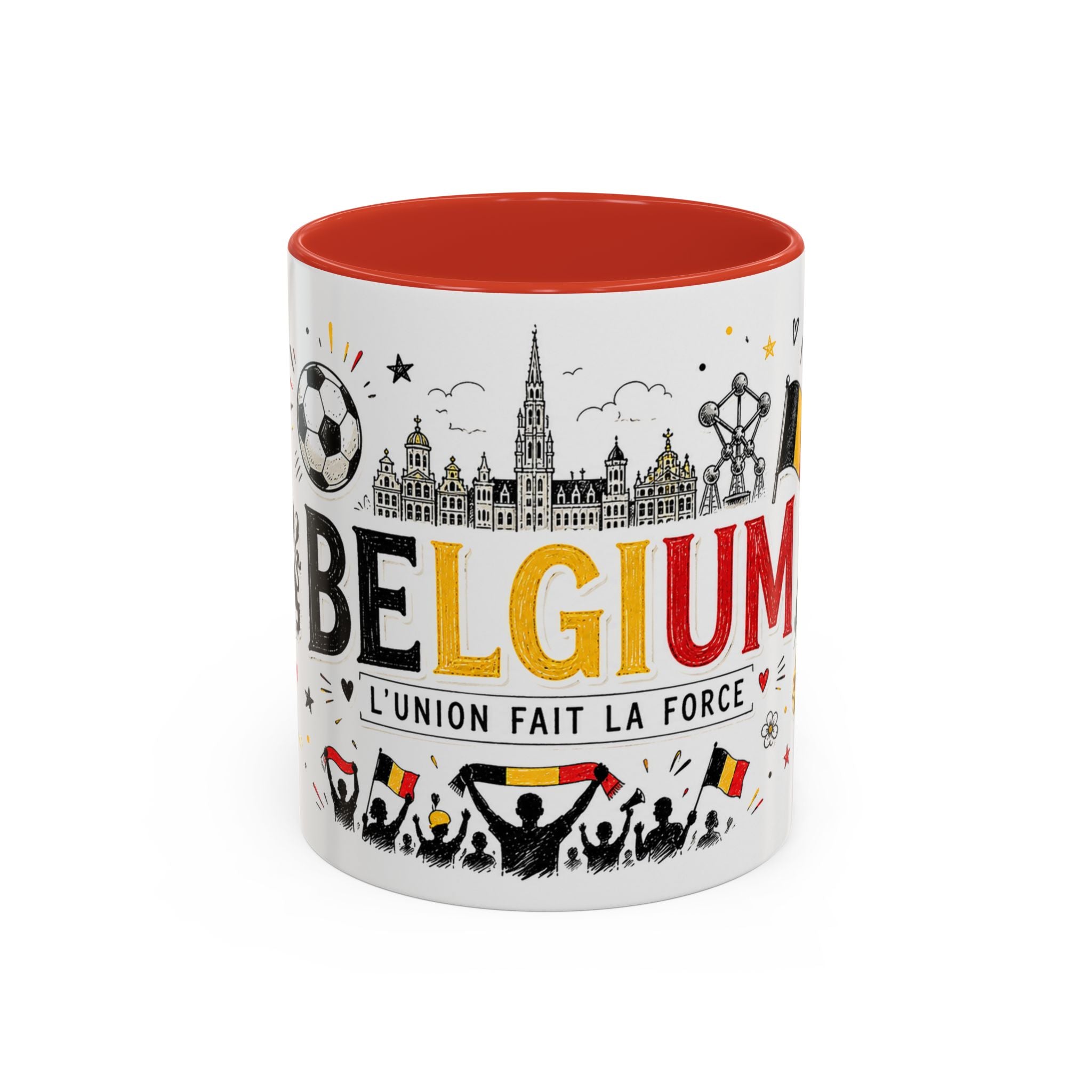Belgium Soccer Coffee Mug | Soccer Fan Gift | Accent Color Ceramic 11oz 15oz Match Day Cup