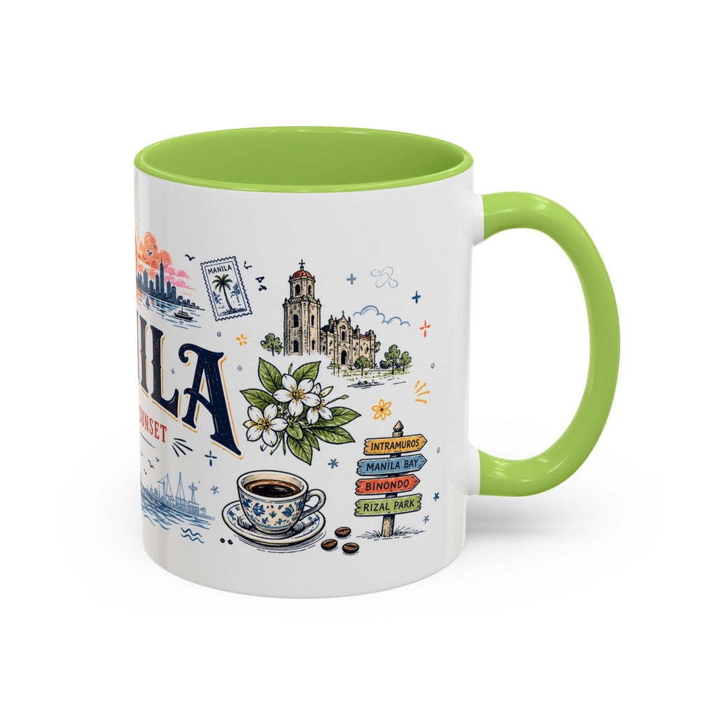 Manila Coffee Mug | Philippines Souvenir Travel Gift | Accent Color Ceramic 11oz 15oz
