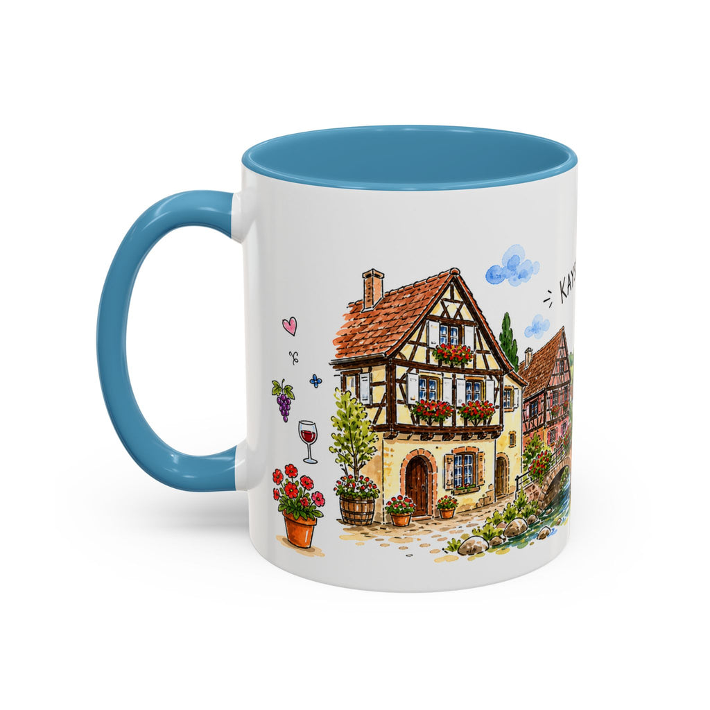 Kaysersberg Illustrated Travel Mug | France Souvenir Accent Coffee Mug | 11oz 15oz Ceramic Cup