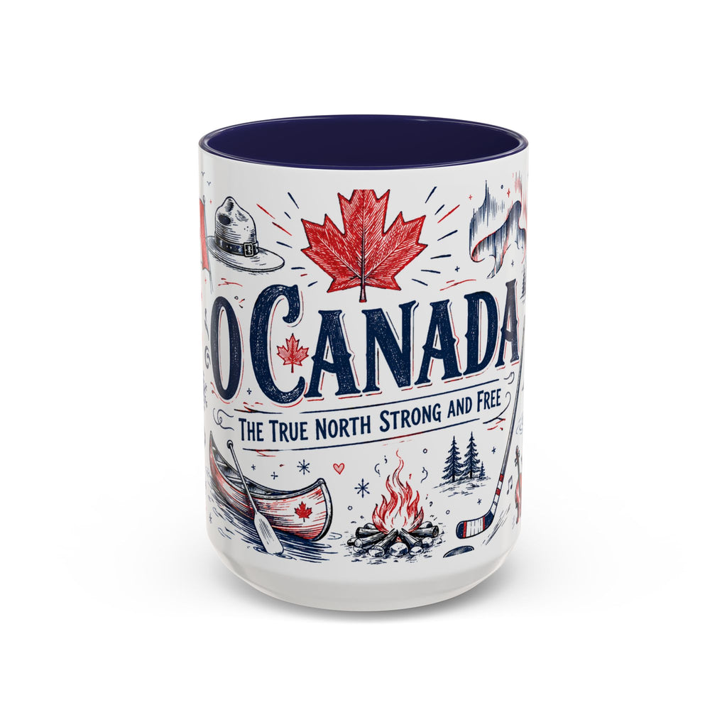 O Canada True North Coffee Mug | Canadian Pride Gift | Accent Color Ceramic 11oz 15oz