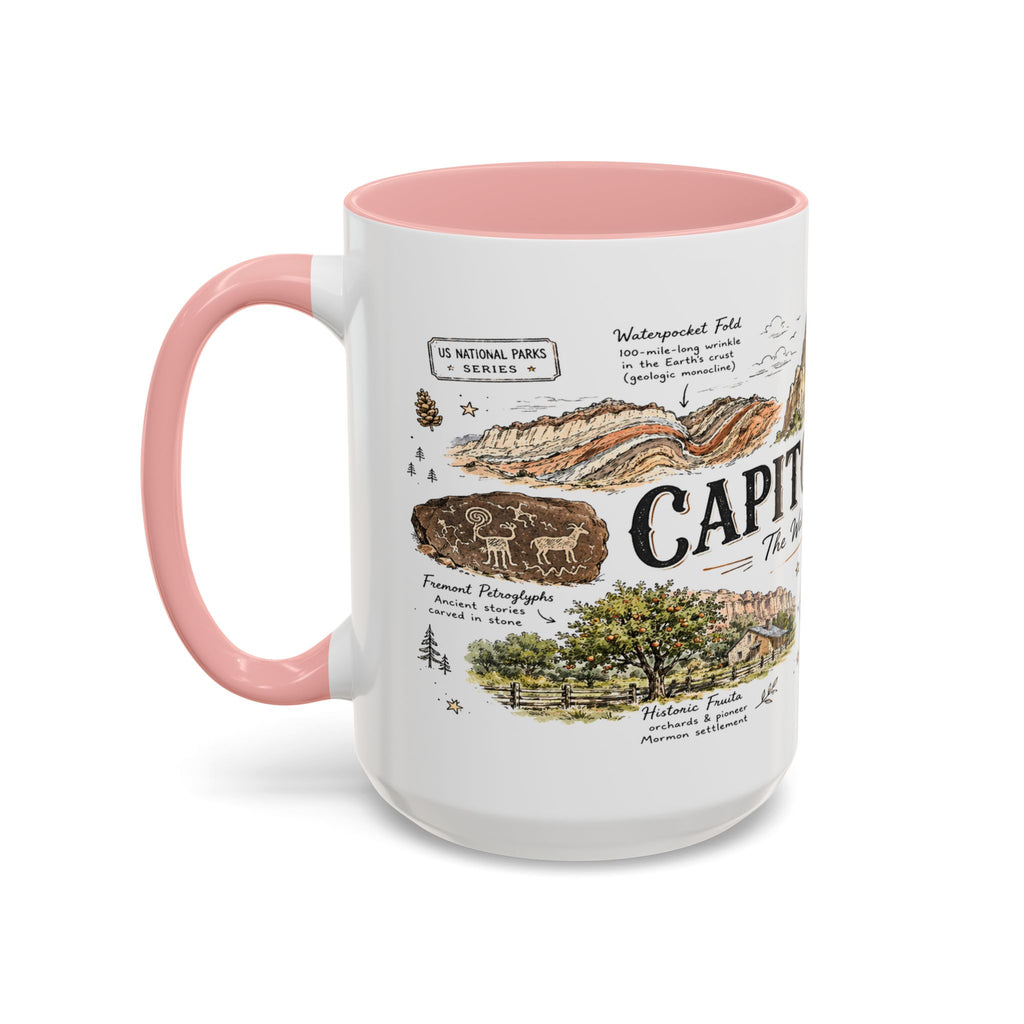 Capitol Reef National Park Coffee Mug | Utah Sandstone Canyon Hiking Gift | Accent Color Ceramic 11oz 15oz