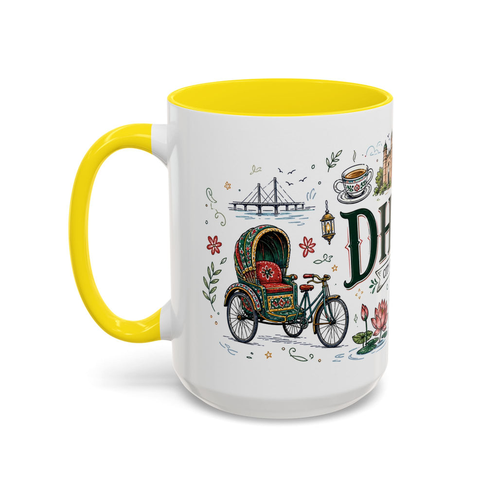 Dhaka Coffee Mug | Bangladesh Souvenir Travel Gift | Accent Color Ceramic 11oz 15oz
