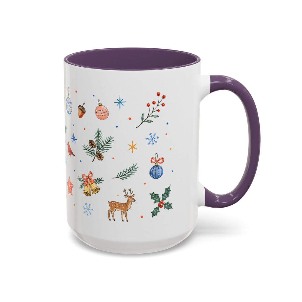 Woodland Christmas Mug | Deer Bird Watercolor Holiday Gift | Accent Cup 11oz 15oz