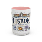 Lisbon Coffee Mug | Portugal Travel Souvenir | Vintage Illustrated City Gift | 11 oz 15 oz Accent Mug