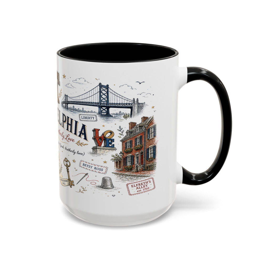 Philadelphia Coffee Mug | Pennsylvania Souvenir City Gift | Accent Color Ceramic 11oz 15oz