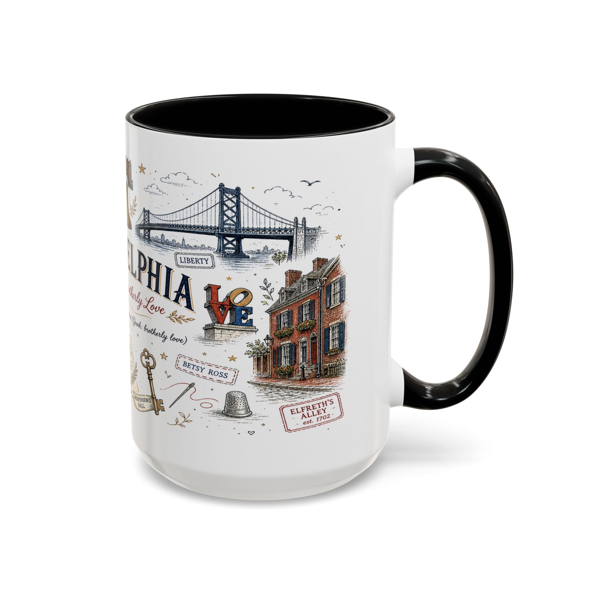 Philadelphia Coffee Mug | Pennsylvania Souvenir City Gift | Accent Color Ceramic 11oz 15oz