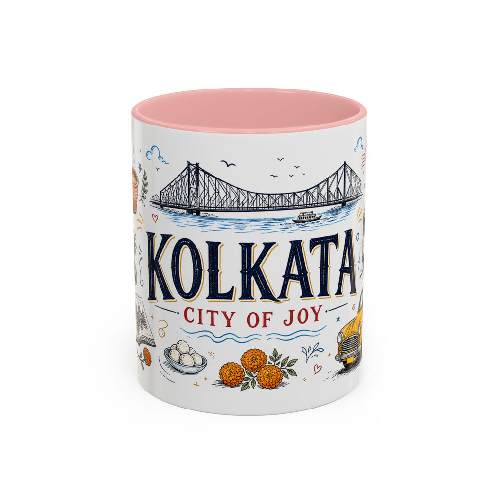 Kolkata Coffee Mug | India Souvenir Travel Gift | Accent Color Ceramic 11oz 15oz