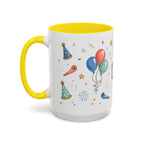 New Year Party Mug | Balloon Popper Watercolor Celebration Gift | Accent Cup 11oz 15oz