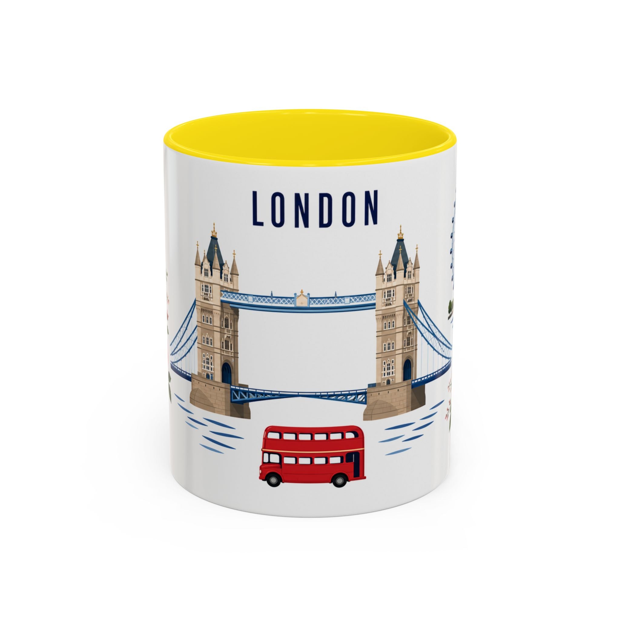 London Coffee Mug | United Kingdom Travel Souvenir | Porcelain Decal City Gift | 11oz 15oz Accent Mug