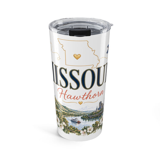 Missouri State Flower 20oz Tumbler | Hawthorn Botanical State Flower Gift | Insulated Stainless Steel Travel Cup
