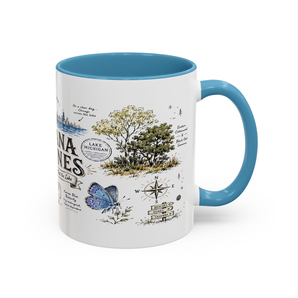 Indiana Dunes National Park Coffee Mug | Indiana Lake Michigan Beach Gift | Accent Color Ceramic 11oz 15oz