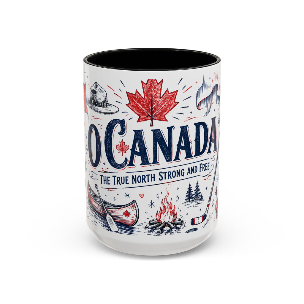 O Canada True North Coffee Mug | Canadian Pride Gift | Accent Color Ceramic 11oz 15oz