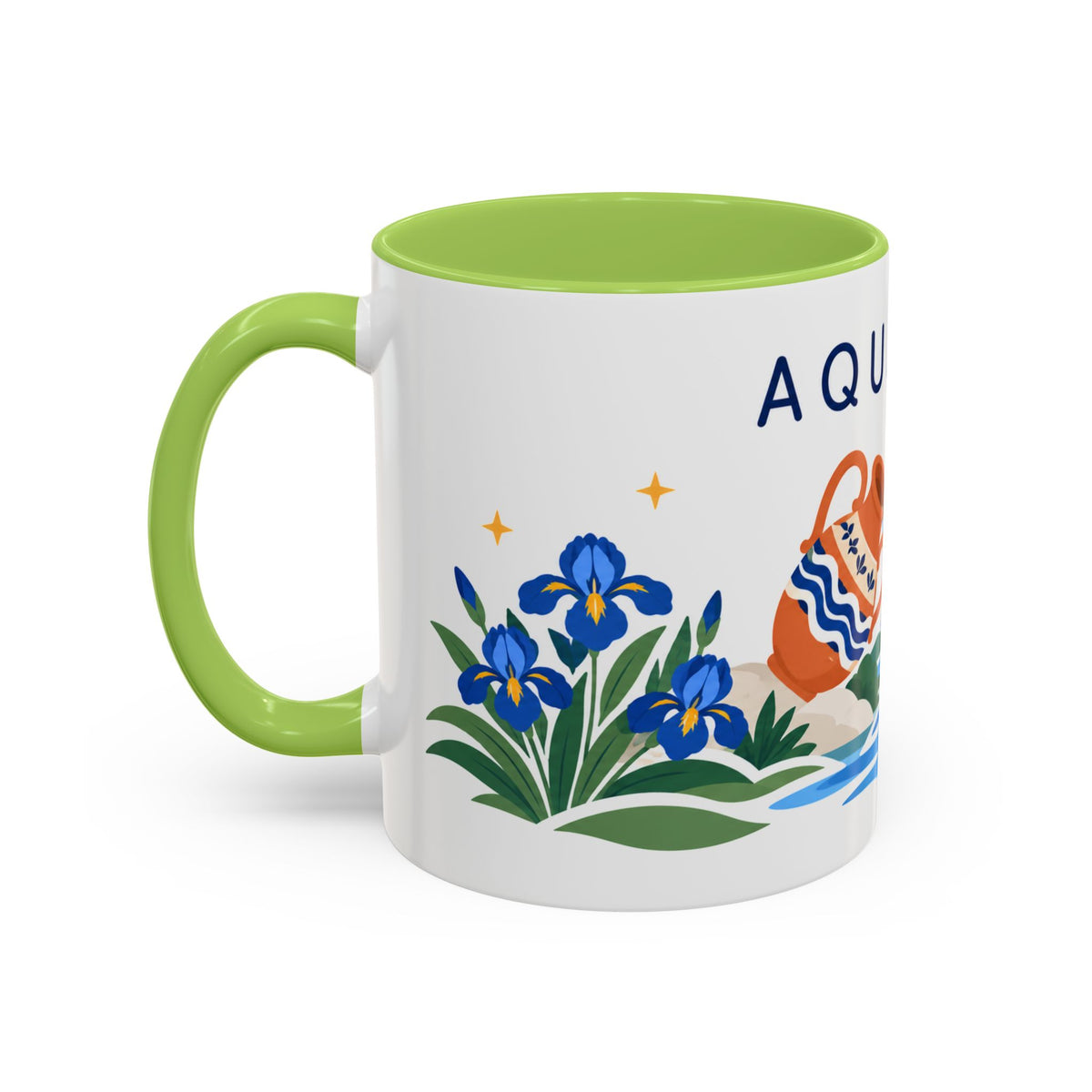 Aquarius Zodiac Coffee Mug | Water Bearer Design | Astrology Birthday Gift | 11 oz 15 oz Ceramic Accent Mug