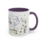 North Carolina State Map Mug | Moving Away, Homesick Gift | Botanical Accent Coffee Cup