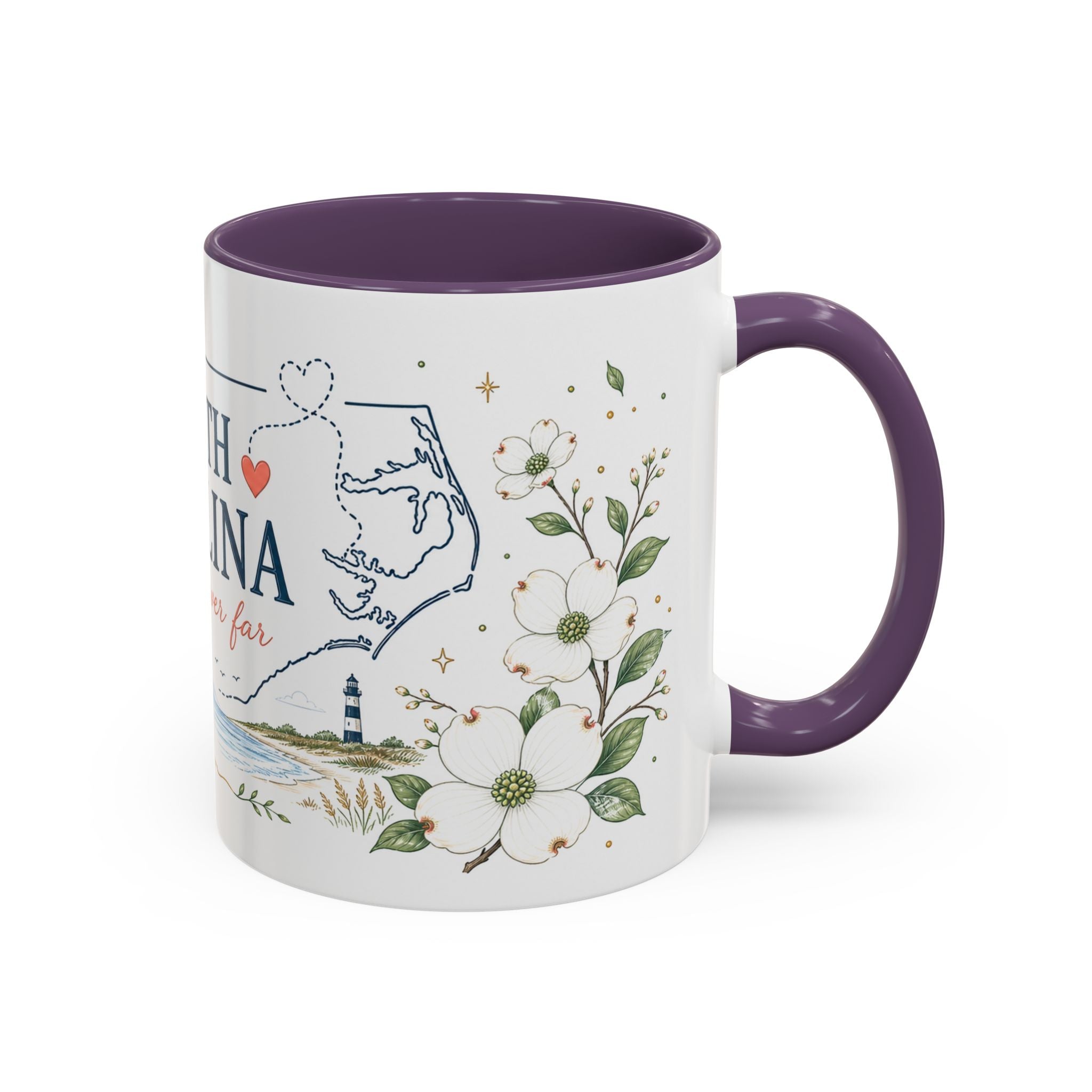 North Carolina State Map Mug | Moving Away, Homesick Gift | Botanical Accent Coffee Cup